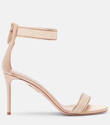 Sandalen Shimmer 85 aus Satin mit Kristallen | Aquazzura