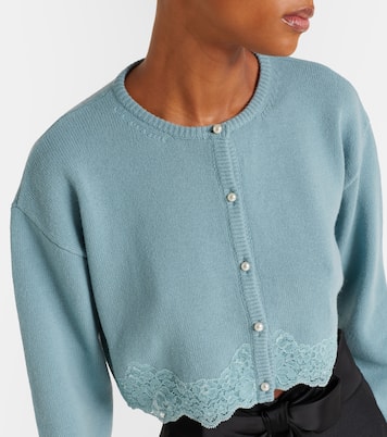 Cárdigan de lana virgen cropped con encaje | Valentino