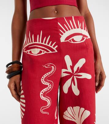 Toya printed linen wide-leg pants | Cala de la Cruz