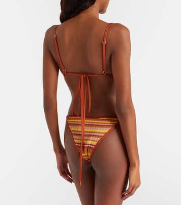 Ann ribbed-knit striped bikini top | Bananhot