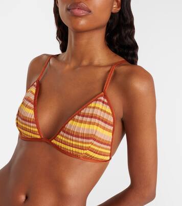 Ann ribbed-knit striped bikini top | Bananhot