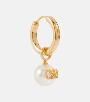 VLogo faux pearl single hoop earring | Valentino