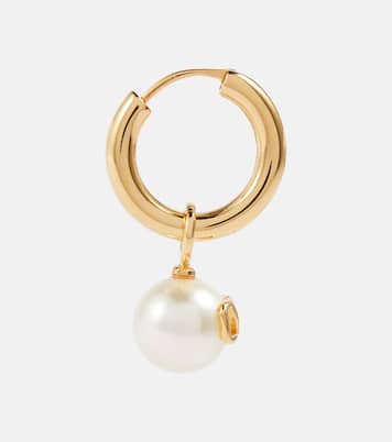 VLogo faux pearl single hoop earring | Valentino