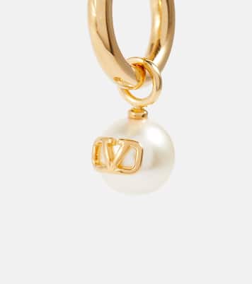 VLogo faux pearl single hoop earring | Valentino