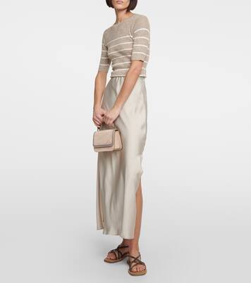 Monili-embellished suede sandals | Brunello Cucinelli