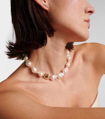 Collier en or 14 ct, perles baroques et diamants | Mateo