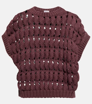 Top en mezcla de algodón calado | Brunello Cucinelli