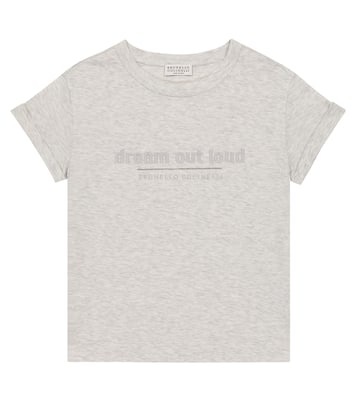 Besticktes T-Shirt aus Baumwoll-Jersey | Brunello Cucinelli Kids