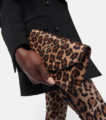 Loubi54 leopard-print satin clutch | Christian Louboutin