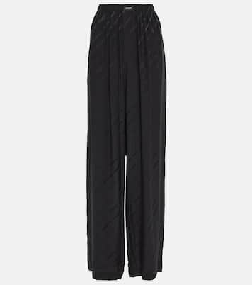 Pantaloni in seta a vita alta con logo | Balenciaga