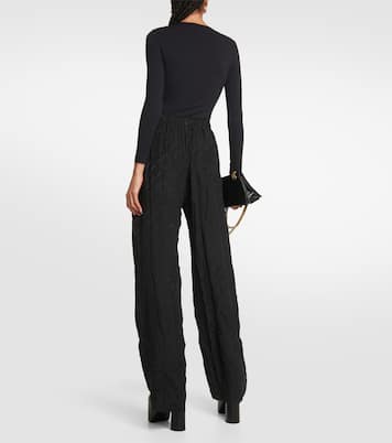 Pantaloni in seta a vita alta con logo | Balenciaga