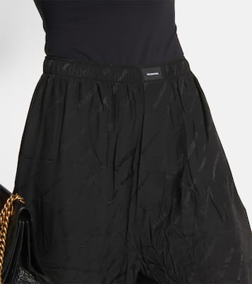 Pantaloni in seta a vita alta con logo | Balenciaga