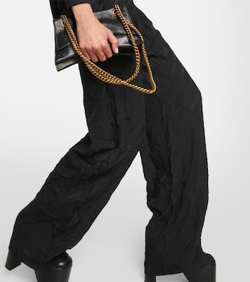 Pantaloni in seta a vita alta con logo | Balenciaga