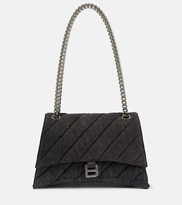 Borsa a spalla Crush Medium in denim | Balenciaga