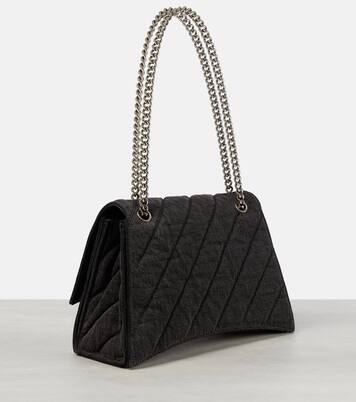 Borsa a spalla Crush Medium in denim | Balenciaga