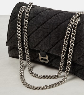 Borsa a spalla Crush Medium in denim | Balenciaga