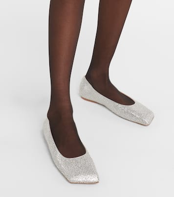 Ballerinas Ane aus Veloursleder mit Kristallen | Amina Muaddi