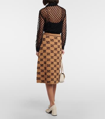 Jupe midi GG en jacquard de laine | Gucci
