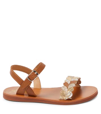 Sandalen Plagette Ferns aus Leder | Pom d'Api