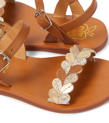 Sandalen Plagette Ferns aus Leder | Pom d'Api