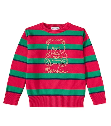 Jersey Teddy Bear de algodón y lana a rayas | Moschino Kids
