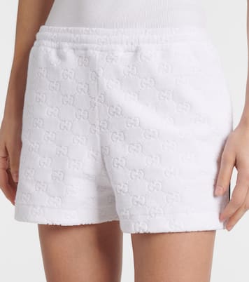 Shorts en rizo de mezcla de algodón con GG | Gucci