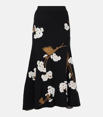 Gonna midi in maglia jacquard floreale | Erdem
