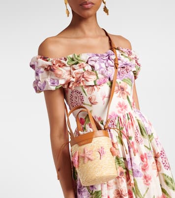 Marea Small appliqué raffia bucket bag | Aquazzura
