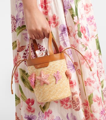 Marea Small appliqué raffia bucket bag | Aquazzura