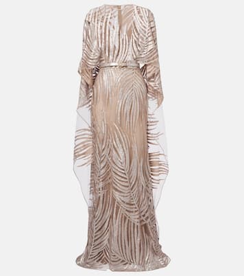 Abito lungo in tulle con ricamo | Elie Saab