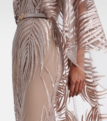 Abito lungo in tulle con ricamo | Elie Saab