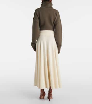 Falda midi Twirl en mezcla de cachemir | Extreme Cashmere