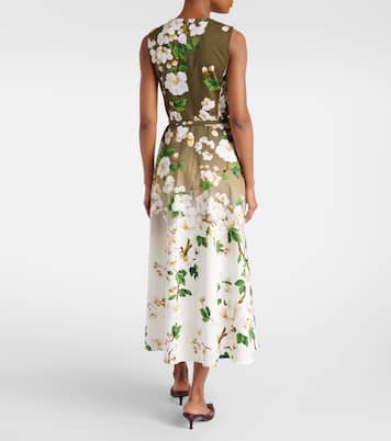Robe de cocktail en coton mélangé à fleurs | Oscar de la Renta