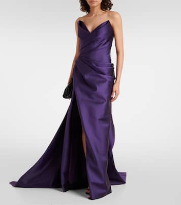 Draped strapless mikado gown | Monique Lhuillier