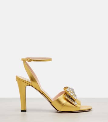 Bowow 95 embellished metallic leather sandals | Valentino Garavani