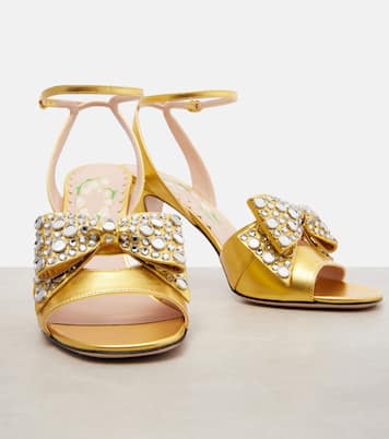 Bowow 95 embellished metallic leather sandals | Valentino Garavani