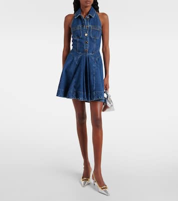 Flared denim midi dress | Self-Portrait