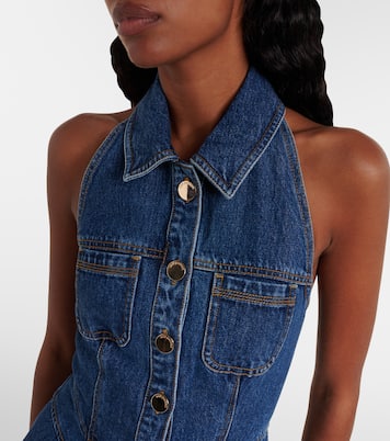 Flared denim midi dress | Self-Portrait