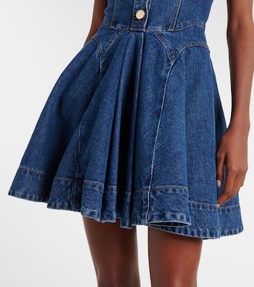 Flared denim midi dress | Self-Portrait