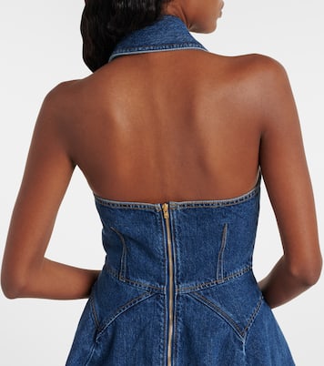 Flared denim midi dress | Self-Portrait