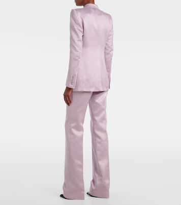 Cotton and silk duchesse straight pants | Tom Ford