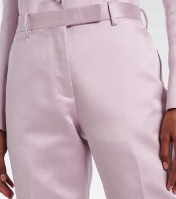 Cotton and silk duchesse straight pants | Tom Ford