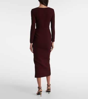 Draped belted wool crêpe midi dress | Roland Mouret