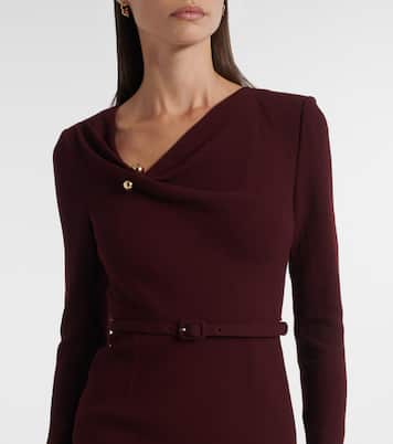 Draped belted wool crêpe midi dress | Roland Mouret