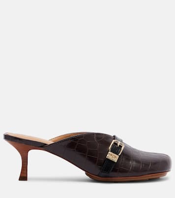 40 crocodile-effect leather mules | Ganni