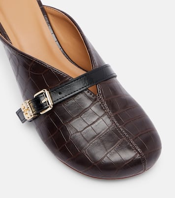 40 crocodile-effect leather mules | Ganni
