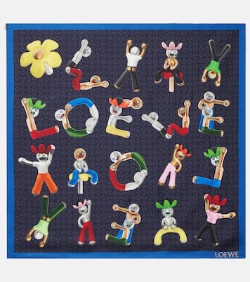 Pañuelo de sarga de seda con logo | Loewe