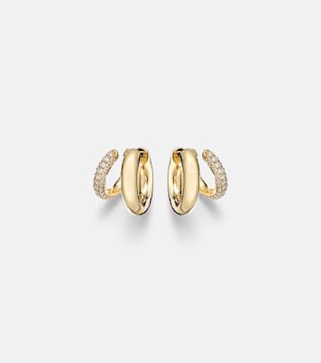 Tri-Link 14kt gold huggie earrings with diamonds | Sydney Evan