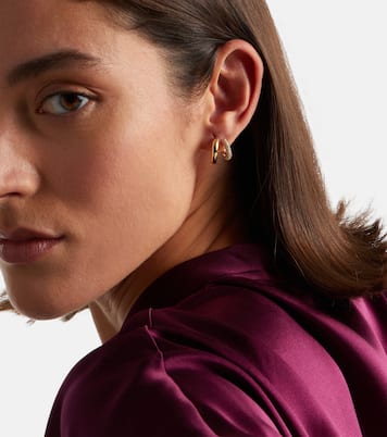 Tri-Link 14kt gold huggie earrings with diamonds | Sydney Evan