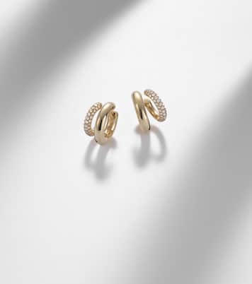Tri-Link 14kt gold huggie earrings with diamonds | Sydney Evan